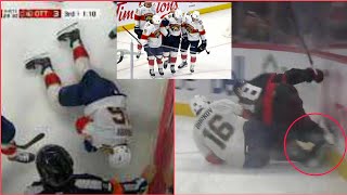 Brutal Collision 😱 Aleksander Barkov Ankle Injury  Barkov Helped Off Ice After Crashing Into Boards [upl. by Arinaj]