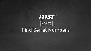 MSI® HOWTO find serial number SN and check code CHK [upl. by Ahcsropal]