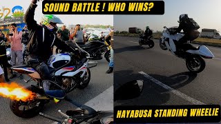 Sound battle karte hue S1000rr mai aag lag gai 😱 hayabusa pe standing wheelie 🫣 [upl. by Onig]