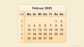 Kalender Februar 2025 [upl. by Liuqnoj]