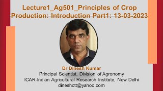 Lecture1 Ag501 Principles of Crop Production Introduction Part1 13 03 2023 [upl. by Hildagard798]