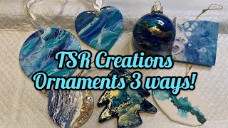 104 CHRISTMAS ORNAMENTS 3 DIFFERENT WAYS RESIN ACRYLIC POURED amp ALCOHOL INKS FLUID ART TUTORIAL [upl. by Ordnagela]