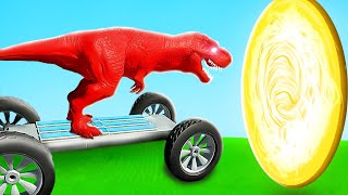 Funny Car Drive into Colorful Portal Doors by Animals Mammals  Jurassic World Evolution Dinosaurs [upl. by Morette]