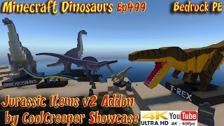 Jurassic Items v2 Addon by CoolCreeper Showcase Download 4K60FPS Minecraft BedrockPE Dinosaurs Ep499 [upl. by Lemmueu]