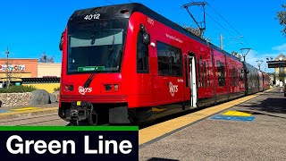 San Diego Trolley Green Line Full Ride Downtown San Diego to Santee Town Center Siemens S700 [upl. by Esinet286]