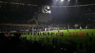 S04  Leverkusen 12  Steigerlied Choreo Ultras Gelsenkirchen und Einlauf der Mannschaft 191218 [upl. by Jezebel324]