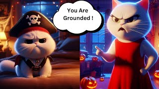 Little Cat is grounded and cant go out on Halloween 🎃🍭 aicat catcute catlover funny [upl. by Shelbi444]