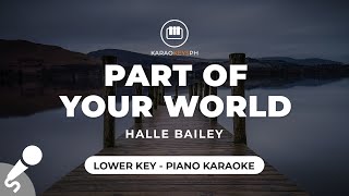 Part Of Your World  Halle Bailey Lower Key  Piano Karaoke [upl. by Phalan]