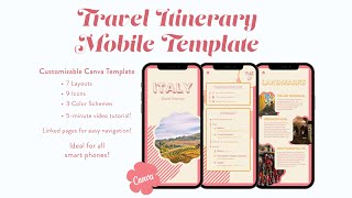 Canva Tutorial – Mobile Travel Itinerary Template by Pixels by Pao [upl. by Ellirehs]