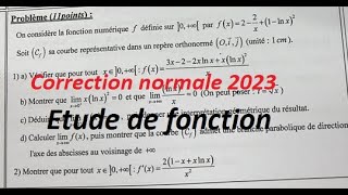 Correction 2023 normale problème etude de fonction et suites numérique [upl. by Hepsiba169]