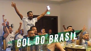 ATLETAS DO PALMEIRAS REAGEM A GOL DO BRASIL [upl. by Atekal]