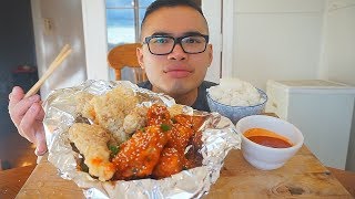 How to make SPICY KOREAN FRIED CHICKEN  Recipe  Mukbang [upl. by Llerrehs]