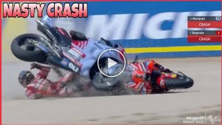 Incidente Marquez Bagnaia 🔴 Álex Márquez Takes Out Pecco Bagnaia in Aragon Overtake Drama 🏁🔥 [upl. by Pump445]