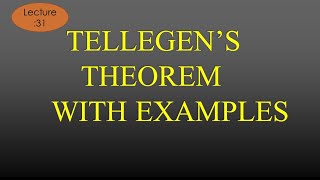 Lec31 Tellegens Theorem with Problem amp solution  NAS  R K Classes  HindiEng [upl. by Raines]