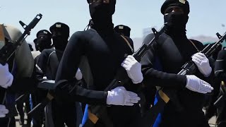 Yemens Houthi rebels hold military parade to mark 9 years since the takeover of Sanaa [upl. by Nnaer]