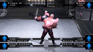 Elimination Chamber Match  Triple H Randy Orton Matt Hardy Stone Cold Kane Brock Lesnar [upl. by Heinrich]