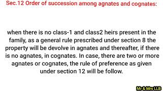 Sec 12 of Hindu Succession Act  Order of succession among agnates and cognates [upl. by Lukin]