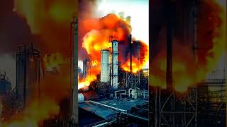 Oil refinery factory blasted 😲🤯 foryou trending trendingshorts [upl. by Coshow]