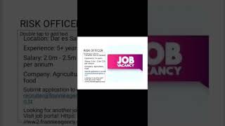 Featured Job of the day Risk OfficerFinance  Dar es Salaam [upl. by Annuaerb]