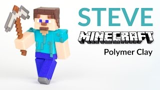 MINECRAFT Steve with pickaxe – Polymer Clay Tutorial [upl. by Krauss917]