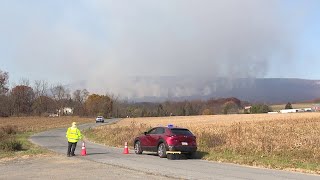 Crews battle large brush fire in Northampton County [upl. by Arsi]