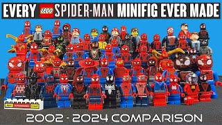 COMPARISON EVERY LEGO SpiderMan Minifig EVER MADE 2002  2024 [upl. by Arammahs]