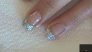 Glitter French Manicure Tutorial Platinum French Tips [upl. by Rednaeel727]