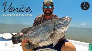 UNREAL Catching TONS of Fish in Venice Louisiana Redfish Snapper Tarpon Tripletail Trout etc [upl. by Ramonda]