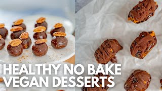 Healthy Desserts 2 Easy Nobake Date Treats  Vegan Oilfree No Refined Sugar [upl. by Yclek]