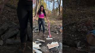 🪓Chopping Wood is Relaxing axe logsplitter challenge shorts fun diy homestead woodchopping [upl. by Annahahs]