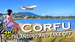 Landing and take off at Corfu International Airport in 4K 60fps HDR 💖 Best places 👀 Great experience [upl. by Badger]