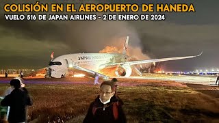 Colisión en el Aeropuerto de Haneda del 2 de Enero de 2024  Vuelo 516 de Japan Airlines [upl. by Suollecram]