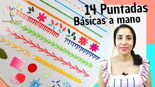 BORDADO A MANO PARA PRINCIPIANTES PASO A PASO 😘 14 PUNTADAS BÁSICAS QUE DEBES APRENDER [upl. by Alek849]