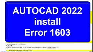 Autocad 2022 error 1603 fix  install failed 2021 [upl. by Anselma436]