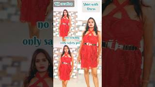 How to wear shirt with dressno sewingonly safety pin [upl. by Harrietta]