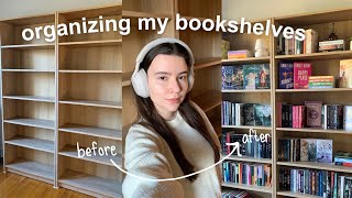 organizing my new bookshelves bookshelf organization  bookshelf tour [upl. by Nitsew742]