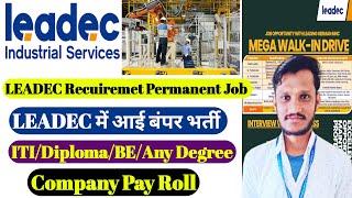 TechnicianMaintenance Jobs  Leadec Industrial Services recruitment  ITIDiplomaDegree  iti jobs [upl. by Anitnelav]