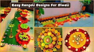 Rangoli Designs for Diwali  Easy amp Simple Rangoli Designs  Flower Rangoli for Diwali [upl. by Richmond854]