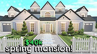 40k Bloxburg Spring MANSION 3 Story House Build Tutorial Exterior [upl. by Elohcim752]