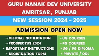 GNDU University Amritsar New Session 2024  2025 Admission Open Now  UG Courses  PG Courses [upl. by Ahsar487]