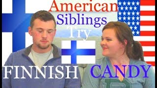 AMERICAN SIBLINGS TRY FINNISH CANDY  AmeriFinn [upl. by Hoisch]