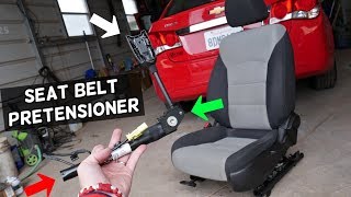 CHEVROLET CRUZE FRONT SEAT BELT PRETENSIONER REMOVAL REPLACEMENT CHEVY CRUZE [upl. by Ydneh82]