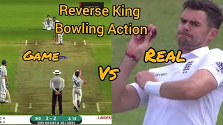 Reverse King Jimmy Anderson Bowling Action  Anderson Bowling action  Real vs Game [upl. by Brigitta]