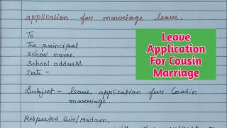 Application For Marriage Leave To Principal In English  Application For Leave [upl. by Rich]