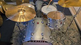 Premier Genista Made in England 24 12 16 in Silver Sparkle Lacquer Provenance Drums HMS Ark Royal [upl. by Ahsiei917]