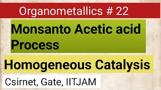 Monsanto Acetic Acid Process  Homogenous Catalysis  Rhodium Catalysts  Organometallics Part 22 [upl. by Rusell]