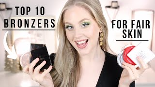 TOP 10 BEST BRONZERS FOR FAIR SKIN  Powders Creams and Swatches [upl. by Nytsyrk140]