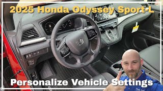 2025 Honda Odyssey Sport L Vehicle Settings  How do I change or set [upl. by Brocky292]