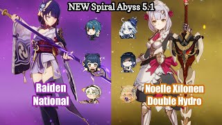 C0 Raiden National amp C6 Noelle Double Hydro  NEW 51 Spiral abyss  Floor 12 9 Stars [upl. by Gurango]