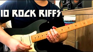 10 EASY ROCK GUITAR RIFFS FOR BEGINNERS WITH TABS [upl. by Viccora963]